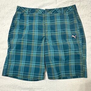 Puma Men's Teal Plaid Board Shorts